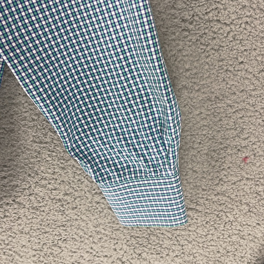 Vineyard vines purple green squared print button down long sleeve medium shirt - Picture 7 of 13